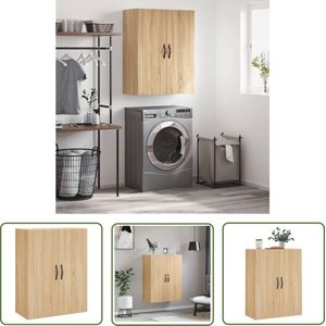The Living Store Wandkast 69,5x34x90 cm bewerkt hout sonoma eikenkleurig - Wandkast - Hangkast - Opbergkast - Salontafel - Tv Meubel