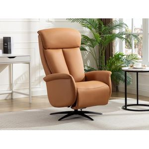 Elektrische relaxfauteuil in camelkleurig kunstleer TUOPI L 63 cm x H 114 cm x D 95 cm