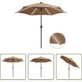 The Living Store Parasol Tuin - 300 x 240 cm - Uv-beschermend polyester - Aluminium paal - Met LED-strip