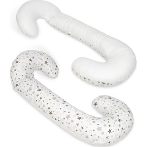 Body pillow - 240 cm - 100% katoen - wit en wit met sterren