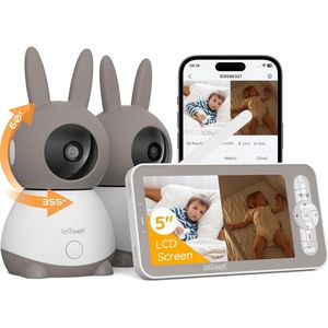ieGeek 2K Split-Screen Babyfoon - 5"" Audio Babyfoon met 2 Camera's - WiFi Smartphone Video Dubbele Camera - Nachtzicht - Tweerichtingsgesprek
