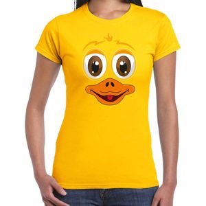 Bellatio Decorations dieren verkleed t-shirt dames - eend gezicht - carnavalskleding - geel XXL