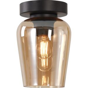 Plafondlamp Tombo 12,5cm Amber - Ø12,5cm - E27 - IP20 - Dimbaar > plafoniere amber glas | plafondlamp amber glas | plafondlamp eetkamer amber glas | plafondlamp keuken amber glas | led lamp amber glas | sfeer lamp amber glas