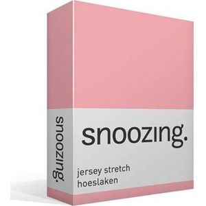 Snoozing Jersey Stretch - Hoeslaken - Lits-jumeaux - 160/180x200/220 cm - Roze