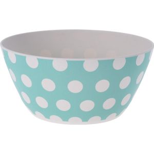 Excellent Houseware Melamine schaal, mintgroen met witte stippens-sdiam. 25,5 cm, 11,5 cm hoog