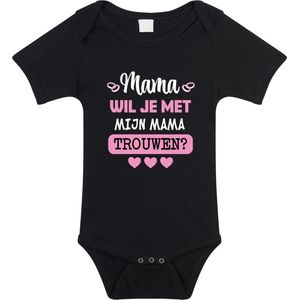 Bellatio Decorations huwelijksaanzoek baby rompertje - Mama/Mama - zwart - pride bruiloft/trouwen 92