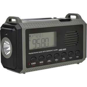 Mini Nood Radio - Radio voor Nood - 10.000mAh Batterij - Noodpakket - Led Zaklamp - SOS Alarm - LCD Scherm - Noodsituaties - Zwart