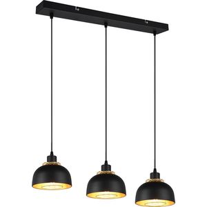 LED Hanglamp - Hangverlichting - Torna Palmo - E27 Fitting - 3-lichts - Rechthoek - Mat Zwart - Aluminium