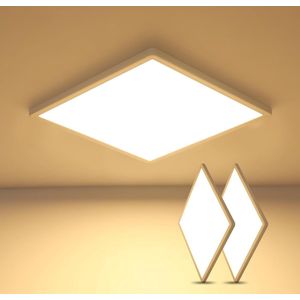 Goeco plafondlampen - 30cm - Medium - Set van 2 LED - 24W - 3000K - Warm licht - Ultradunne vierkante - 2700LM - IP44 - voor badkamer slaapkamer keuken woonkamer balkon