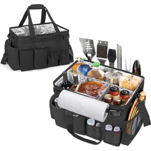 Barbecue-accessoires, roestvrij staal, hoogwaardig BBQ-bestek, met draagbare opbergkoffer, perfecte barbecue-gereedschapsset voor mannen, met vleesthermometer, cadeau,