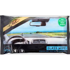 C&C glas reinigingsdoekjes | Voor in de auto | 40 doekjes | Ruitenreiniger | Doekjes | Verwijdert Vuil | Plasticvrij | Handige verpakking