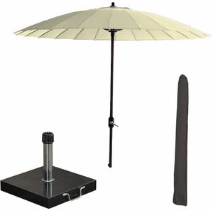 Garden Impressions Manilla stokparasol Ø250 cm - ecru incl 40 kg Cosmo parasolvoet en parasolhoes