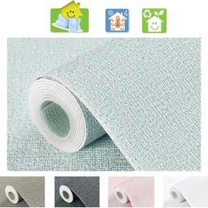 Mogi Products - Isolerend Behang-Zelfklevend Behang voor Woonkamer & Slaapkamer - ± 2 mm Dik en Waterbestendig-Linnenstructuur Lichtblauw- Isolatie behang