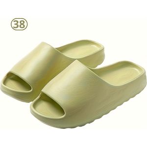 Livano Comfortabele Slippers - Badslippers - Teenslippers - Anti-Slip Slides - Flip Flops - Stevig Voetbed - Groen - Maat 38