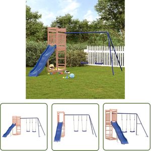 The Living Store Speeltoren - Douglashout - 314x349x207 cm - Inclusief glijbaan en dubbele schommel