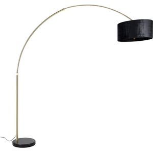 QAZQA xxl - Moderne Booglamp | Vloerlamp | Staande Lamp met kap - 1 lichts - H 2690 mm - Zwart Goud - Woonkamer | Slaapkamer