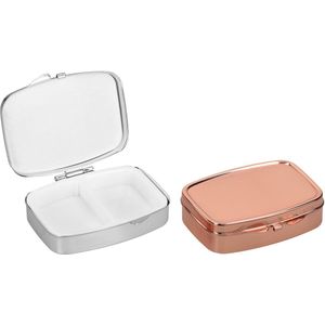 Pillendoosje - Roestvrij Staal - 2 Vakken - Discreet Ontwerp