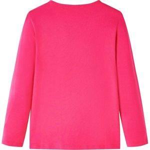vidaXL - Kindershirt - met - lange - mouwen - 92 - felroze