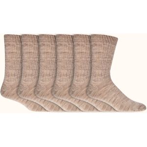 Wollen sokken | Alpacawol | Fijn gebreid | Kleur: Beige | 6 paar