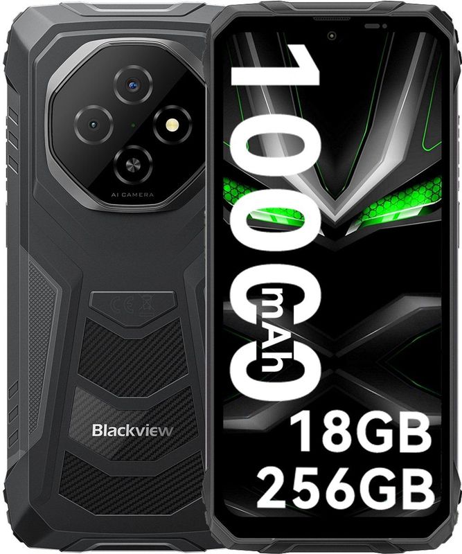 Blackview - Fort - Smartphone - Zwart - 6 GB RAM - 256 GB Opslag - 10.000 mAh Accu