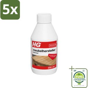 5 x HG Meubelhersteller Licht Hout 250 ml - Grootverpakking - Meubelhersteller - Houtverzorging - Krassen Verwijderen - Vlekken Verwijderen - Meubels Opknappen