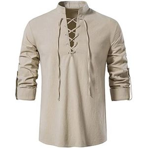 Linnen overhemd voor heren - Lange mouwen, vrijetijdshemd, middeleeuws hemd