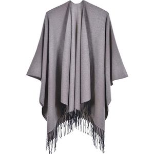 Gebreide dames poncho - oversized cape/sjaal - chic en comfortabel