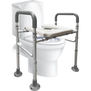 Comfortabele verhoogde toiletbril met handgrepen voor ouderen - in hoogte verstelbaar & tot 180 kg - toiletlift met armleuningen