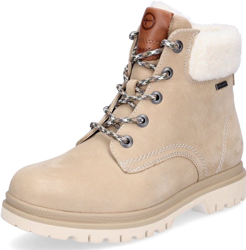 Tamaris - Veterlaarsjes - Cappuccino - Effen - Leer