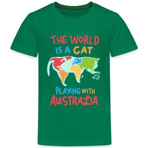 De Wereld Is Een Kat Speelt Met Australië Premium T-Shirt Tiener