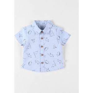 Chambray dinos hemd met korte mouwen, lichtblauw.