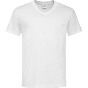 Wit basic heren t-shirt v-hals 150 grams katoen XL