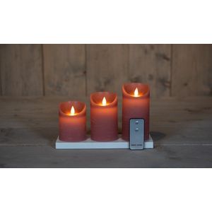 Anna's Collection - 3ST OPLAADBARE KAARS ANTIEK ROZE WAX RUSTIEK BE...