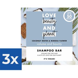 Love Beauty and Planet Shampoo Bar Coconut Water & Mimosa Flower - 90 gram - Voordeelverpakking 3 stuks