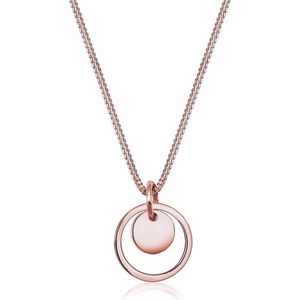 Elli Ketting Circle Geo Trend 925 Zilver Roos Verguld