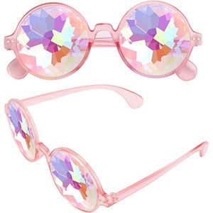 T.O.M.- Kaleidoscoop bril - Roze - Caleidoscoop bril- Space bril - Festival bril- Spacebril- Toverkijker- Carnaval bril - Grappige bril