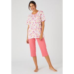 Damart - Pyjama met short grafisch patroon puur gekamd jersey katoen - Dames - Rood - 38-40 (S)