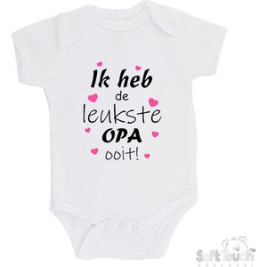 100% katoenen Romper ""Ik heb de leukste OPA ooit!"" Vaderdag Unisex Katoen Wit/zwart/roze Maat 62/68