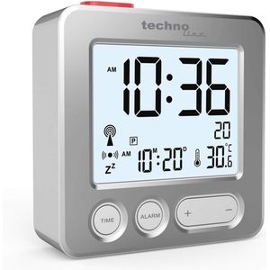 Moderne Funkwecker mit gebürsteter Echtmetall-Front in Silber