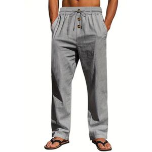 Nivard Linnen Broek Heren - Zomerbroek - Volwassenen - Lange Broek - Pantalon - Strandbroek - Zomer - Ibiza Stijl - Grijs - Maat S