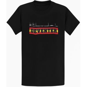 Voetbalsupporters T-shirt - Deventer - Zwart Maat XL