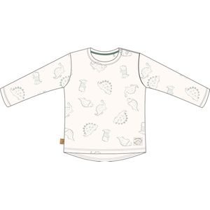 Frogs and Dogs - Dino AOP T-shirt LS | White Alyssum - Katoen - Maat 68