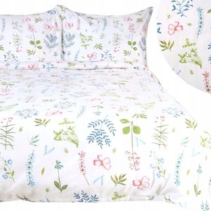 Flanellen Dekbedovertrek Set 160x200cm Kleurrijke Bloemen