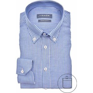 Ledub modern fit overhemd - middenblauw - Strijkvriendelijk - Boordmaat: 40