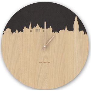 Groningen Skyline Klok - Houten wandklok - Cadeau Groningen