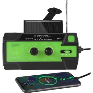 Draagbare Zonne-Radio met Oplaadbare Batterij en Powerbank, AM/FM Noodradio met LED-Zaklamp voor Outdoor en Camping