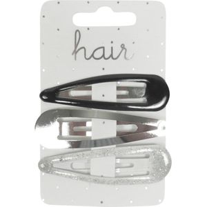 Haarspeldjes Klikklak 7.0cm Mix Assortiment Epoxy en Metallic - Zilver - 3 stuks