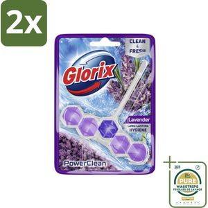 Glorix - Toiletblok - Power Clean Lavendel - Frisse Geur - 1 blok - Voordeelverpakking - 2 stuks - Lavendelgeur - Kalk verwijderaar