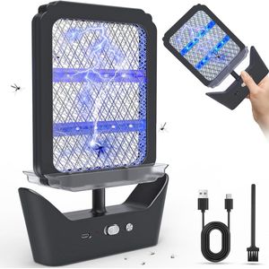 USB Oplaadbare Muggenlamp - 2-in-1 Elektrische Insectenracket en Vliegendoder voor Binnen en Buiten
