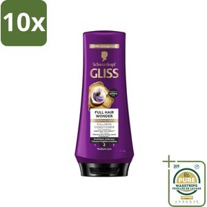 10 x Gliss Conditioner Full Hair Wonder - 200 ml - Grootverpakking - Haarversterking - Volume - Fijn Haar - Dun Haar - Haarbreuk